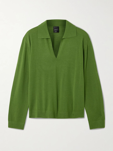  Leset   James Merino Wool Polo Sweater   Green 