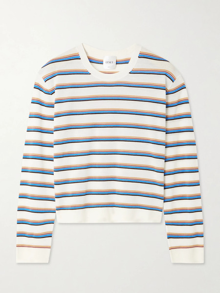  Leset   James Striped Merino Wool Sweater   Blue 