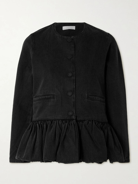  Liberowe   Denim Peplum Jacket   Black 