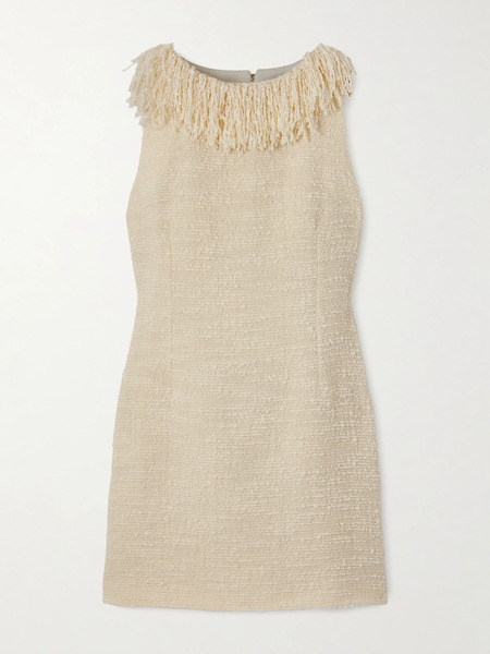  Liberowe   Soho Fringed Wool Blend Bouclé Tweed Mini Dress   Cream 