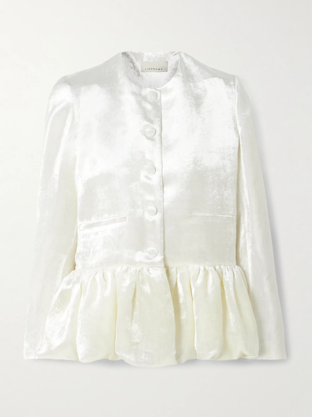  Liberowe   Velvet Peplum Jacket   Ivory 