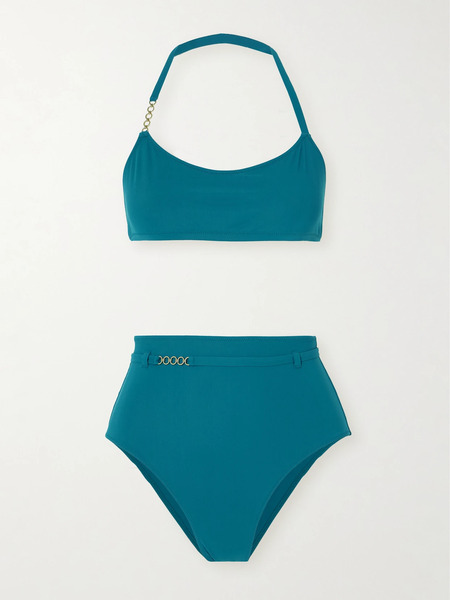  Lido   Sessantacinque Chain Embellished Halterneck Bikini   Turquoise 