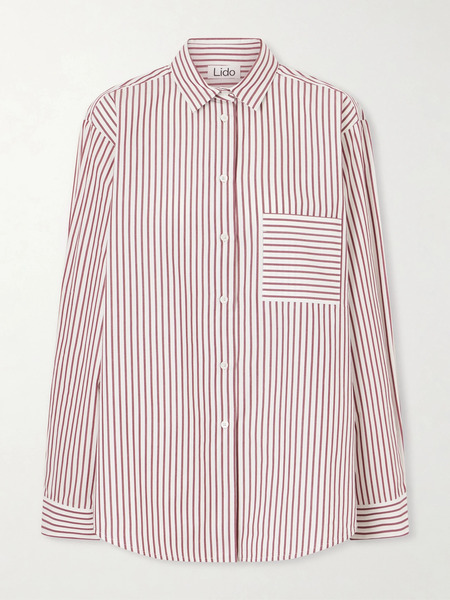  Lido   Striped Cotton Poplin Shirt   Red 