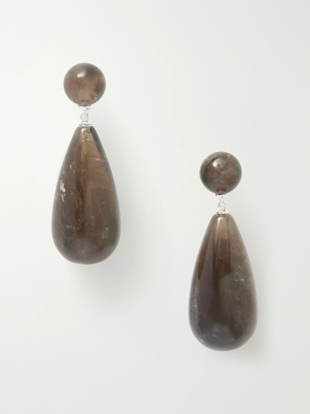  Lié Studio   The Lola Silver And Quartz Earrings   Tortoiseshell 
