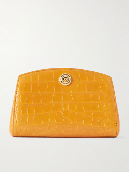  Liffner   Pushlock Croc Effect Leather Clutch   Bright Orange 