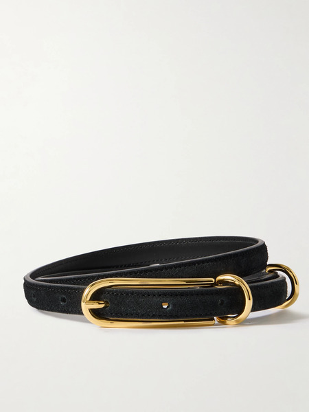  Liffner   Three Keeper Croc Effect Leather Belt   Black 