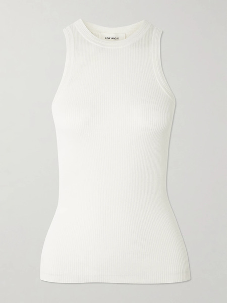  Lisa Yang   Amya Ribbed Cotton And Cashmere Blend Tank   Off White 