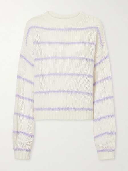  Lisa Yang   Sabelle Striped Knitted Wool And Silk Blend Sweater   Cream 