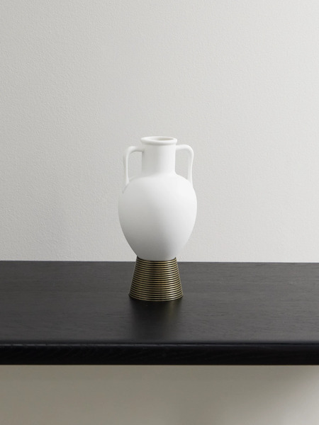  L'objet   Amphora Gold Tone And Porcelain Incense Holder   White 