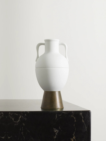  L'objet   Porcelain And Brass Incense Holder   White 