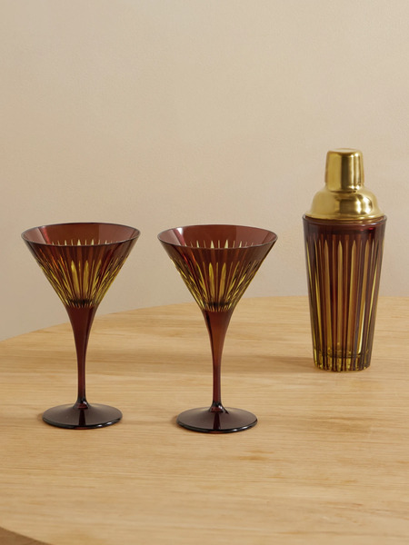  L'objet   Prism Gold Tone And Glass Cocktail Set   Yellow 