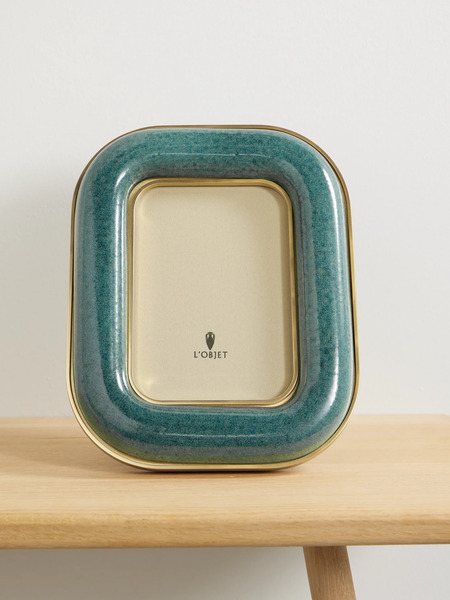  L'objet   Rue Jacob Ceramic Gold Plated 5x7 Picture Frame   Blue 
