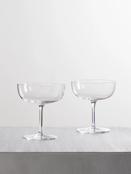  Lobmeyr   Set Of Two Crystal Glass Champagne Coupes   Clear 