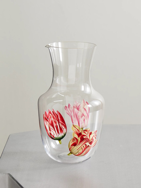 Lobmeyr   Tulipmania Painted Crystal Glass Water Pitcher   Clear 