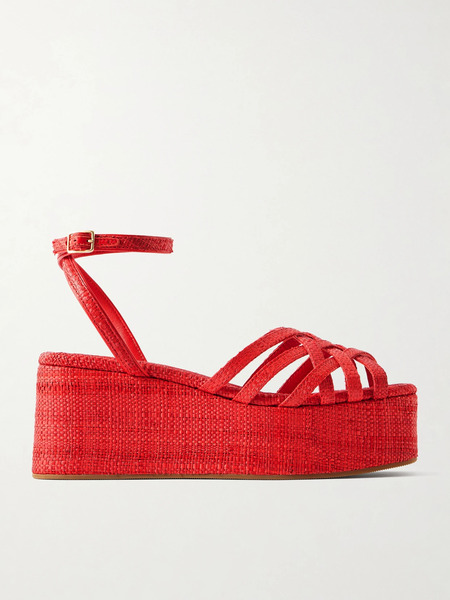  Loeffler Randall   Channing Raffia Platform Sandals   Red 