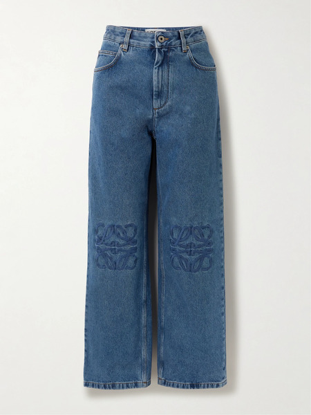  Loewe   Anagram Embroidered High Rise Straight Leg Jeans   Mid Denim 