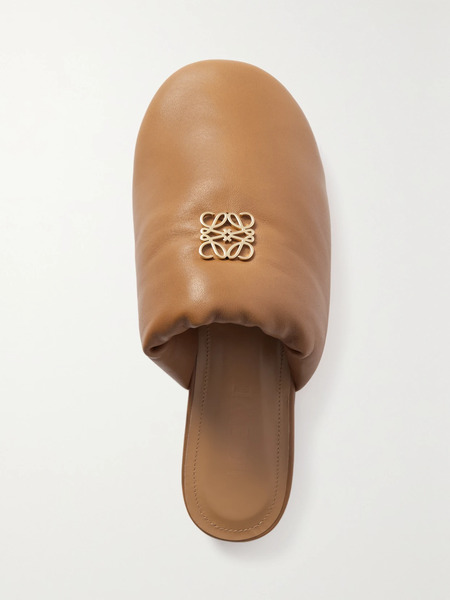  Loewe   Anagram Logo Embellished Padded Leather Slippers   Tan 