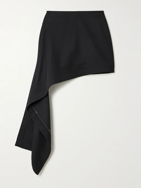  Loewe   Asymmetric Wool Twill Mini Skirt   Black 