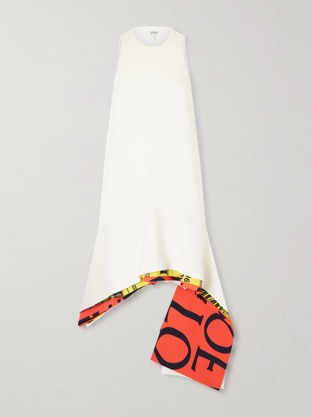  Loewe   Asymmetrical Layered Woven Midi Dress   White 