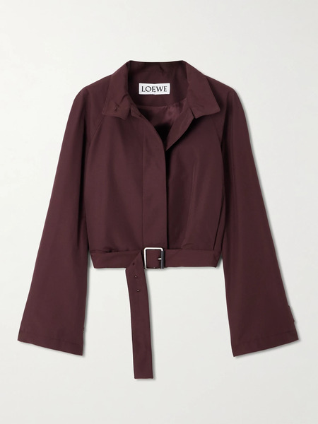 Loewe   Belted Cotton Blend Shell Jacket   Burgundy 