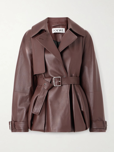  Loewe   Belted Leather Jacket   Dark Brown 
