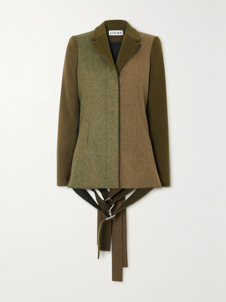  Loewe   Buckle Embellished Color Block Wool Blend Felt Blazer   Army Green 