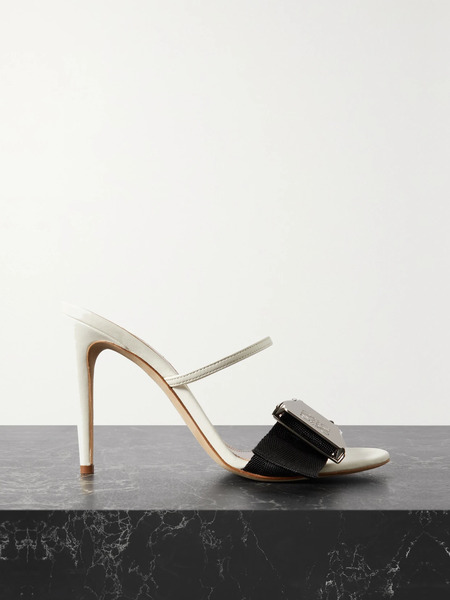  Loewe   Buckled Canvas And Leather Mules   White 