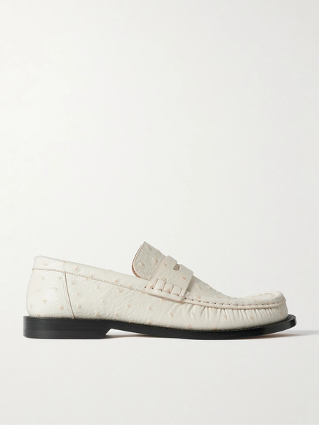  Loewe   Campo Textured Leather Loafers   Ecru 