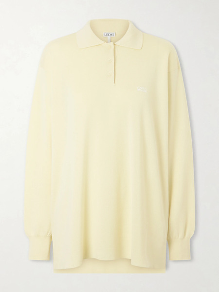  Loewe   Cashmere And Silk Blend Polo Shirt   Pastel Yellow 