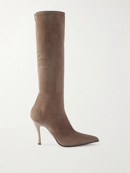  Loewe   Comic Embellished Stretch Leather And Suede Knee Boots   Tan 
