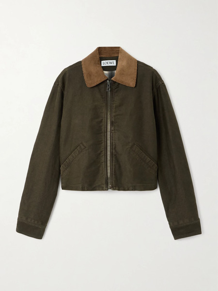  Loewe   Corduroy Trimmed Cotton Jacket   Brown 