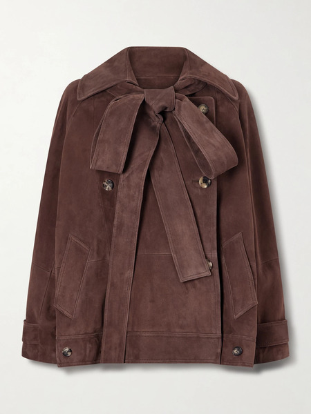  Loewe   Double Breasted Suede Jacket   Dark Brown 