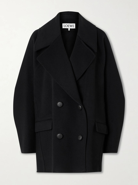  Loewe   Double Breasted Wool Coat   Black 