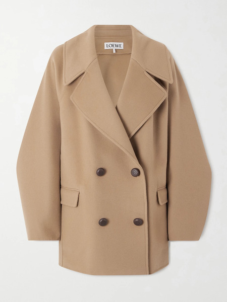  Loewe   Double Breasted Wool Coat   Camel 
