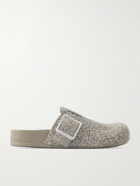  Loewe   Ease Buckled Brushed Suede Mules   Gray 