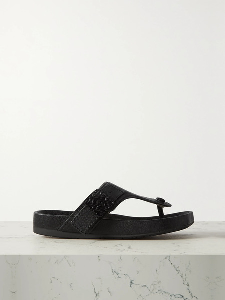  Loewe   Ease Embellished Textured Leather Sandals   Black 
