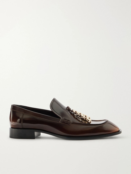  Loewe   Embellished Leather Loafers   Brown 