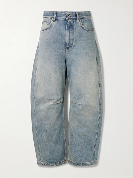  Loewe   Embroidered High Rise Barrel Leg Jeans   Mid Denim 