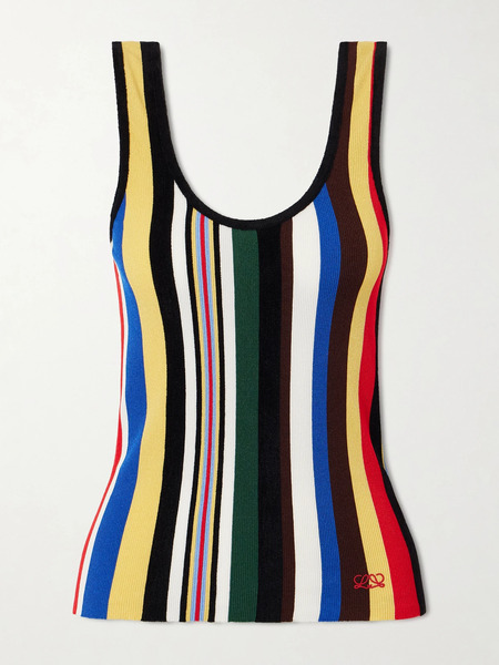  Loewe   Embroidered Striped Ribbed Knit Tank   Multi 