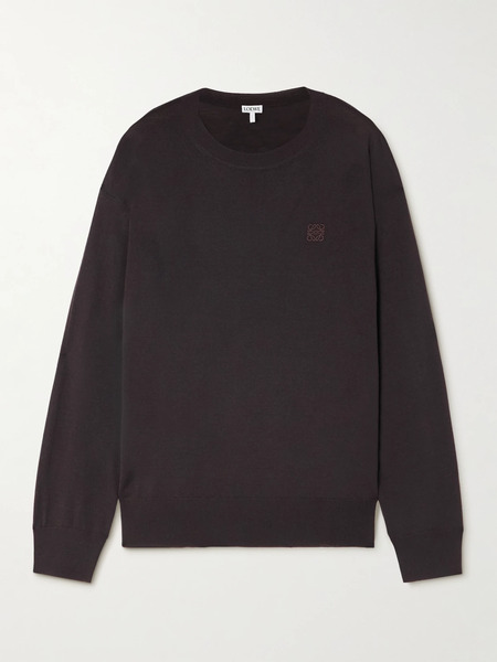  Loewe   Embroidered Wool Sweater   Dark Brown 