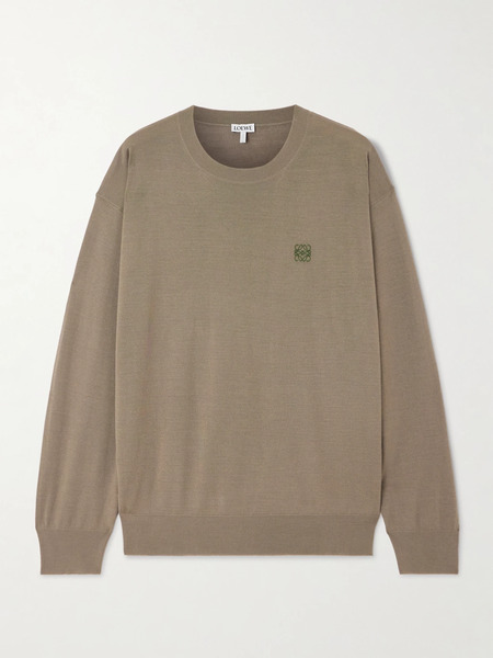  Loewe   Embroidered Wool Sweater   Sage Green 