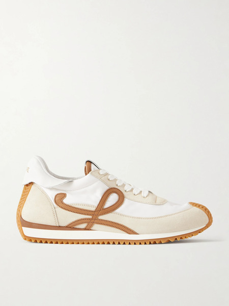  Loewe   Flow Runner 2.0 Leather Trimmed Shell And Suede Sneakers   Beige 