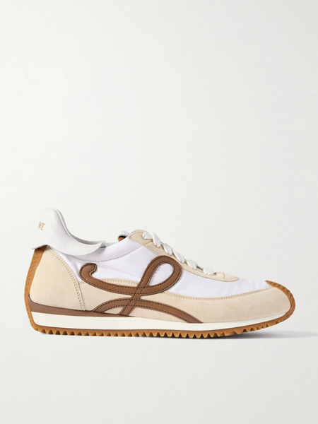  Loewe   Flow Runner 2.0 Leather Trimmed Shell And Suede Sneakers   White 