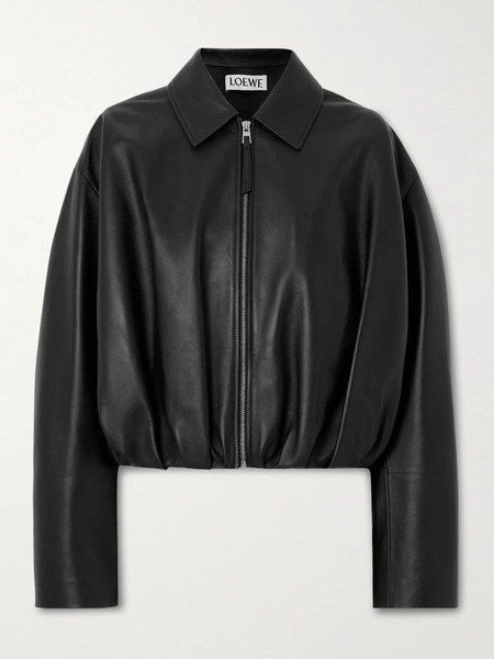  Loewe   Gathered Leather Jacket   Black 