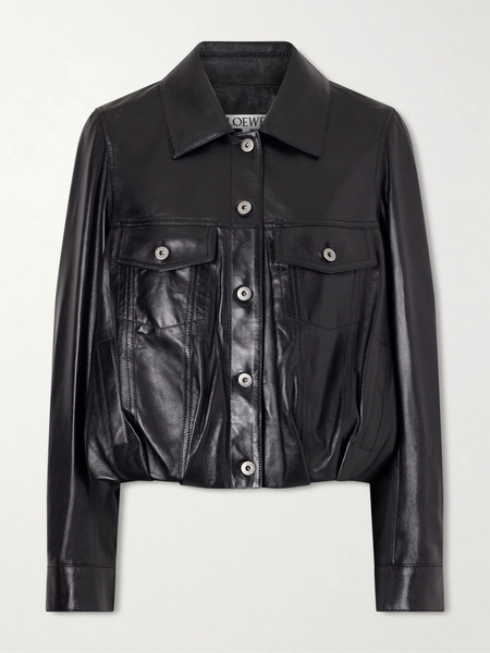  Loewe   Gathered Leather Jacket   Black 