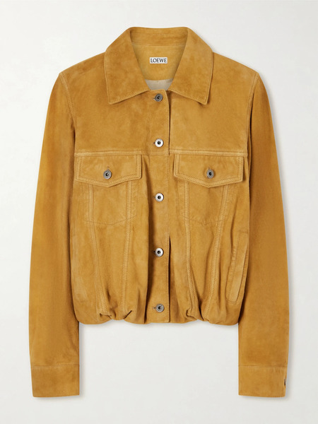  Loewe   Gathered Suede Jacket   Camel 