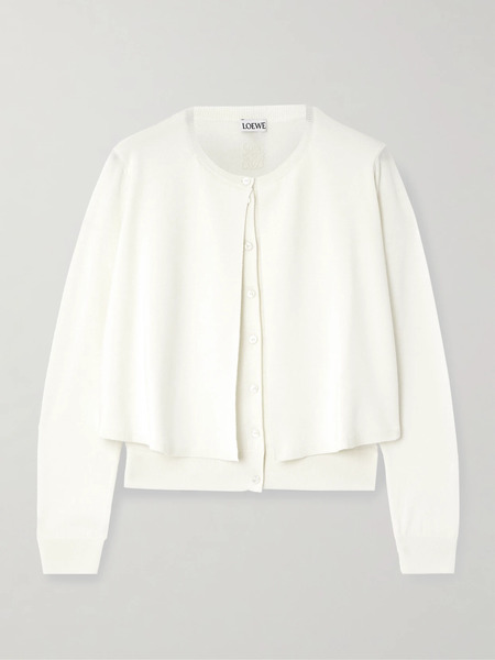  Loewe   Layered Wool Cardigan   White 