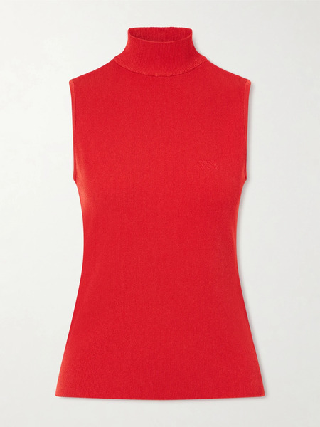  Loewe   Logo Embroidered Ribbed Knit Turtleneck Top   X Small 