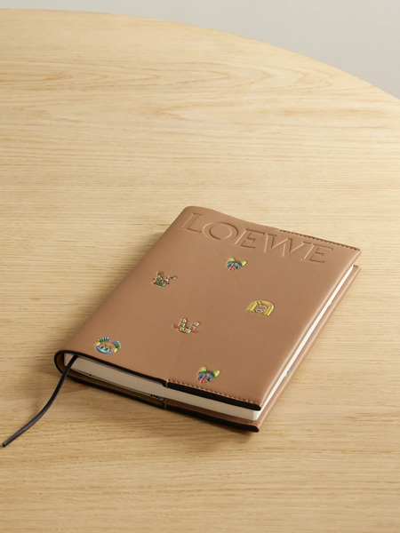  Loewe   + Louis Wain Logo Debossed Printed Leather Notebook   Sand 