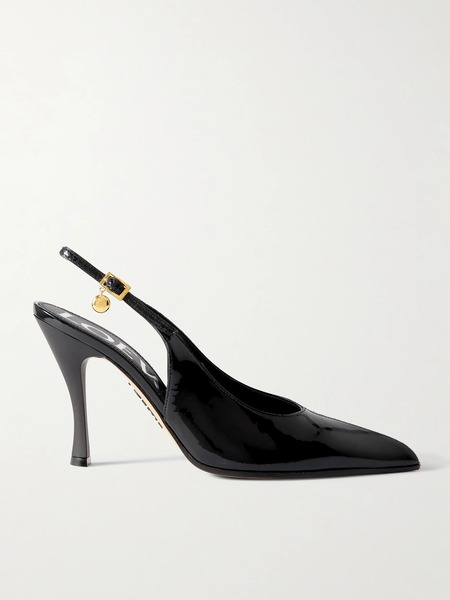  Loewe   New Comic Embellished Paneled Leather Slingback Pumps   Black 